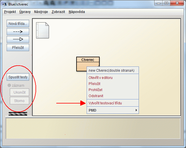 Nástroje pro testování v BlueJ